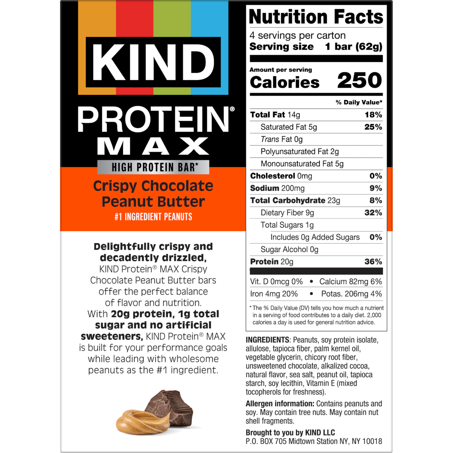 slide 2 of 6, KIND Protein® MAX Crispy Chocolate Peanut Butter Bars, 4 ct; 2.2 oz