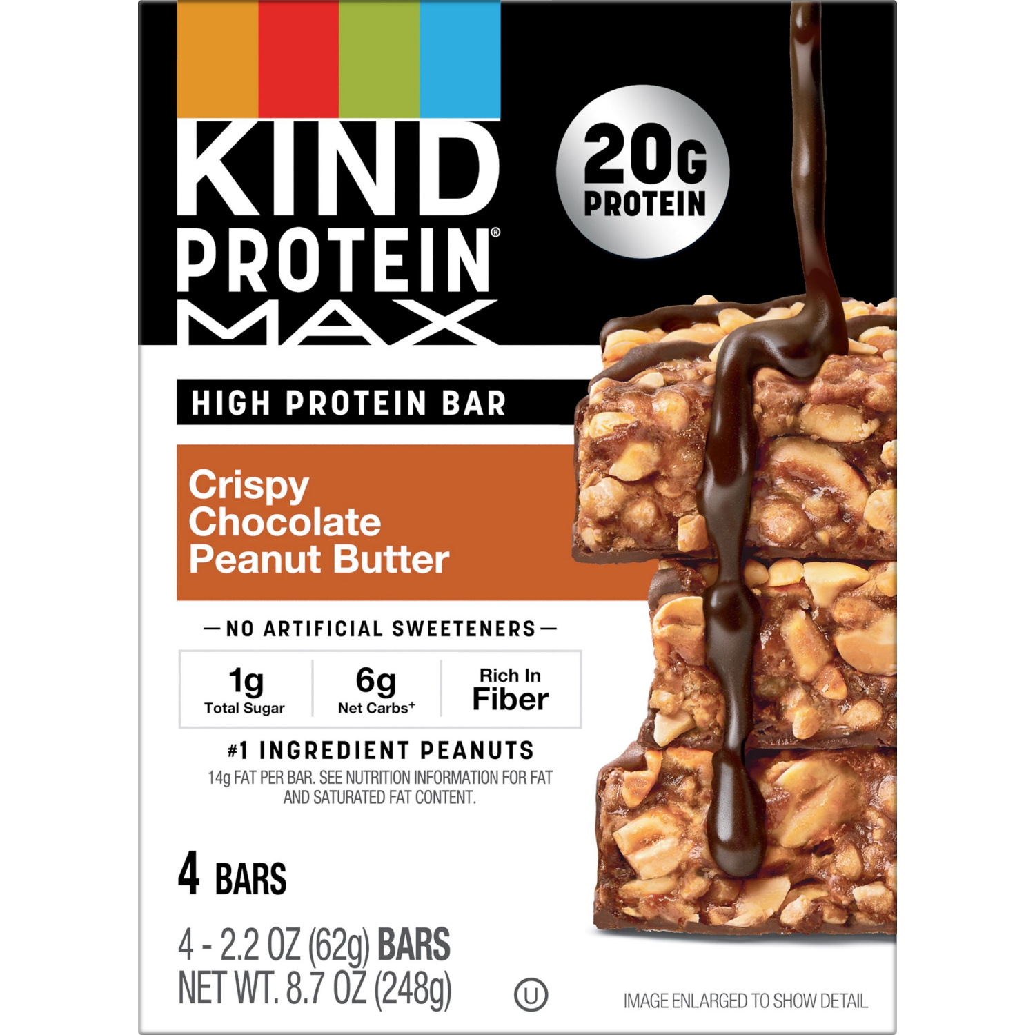 slide 1 of 6, KIND Protein® MAX Crispy Chocolate Peanut Butter Bars, 4 ct; 2.2 oz