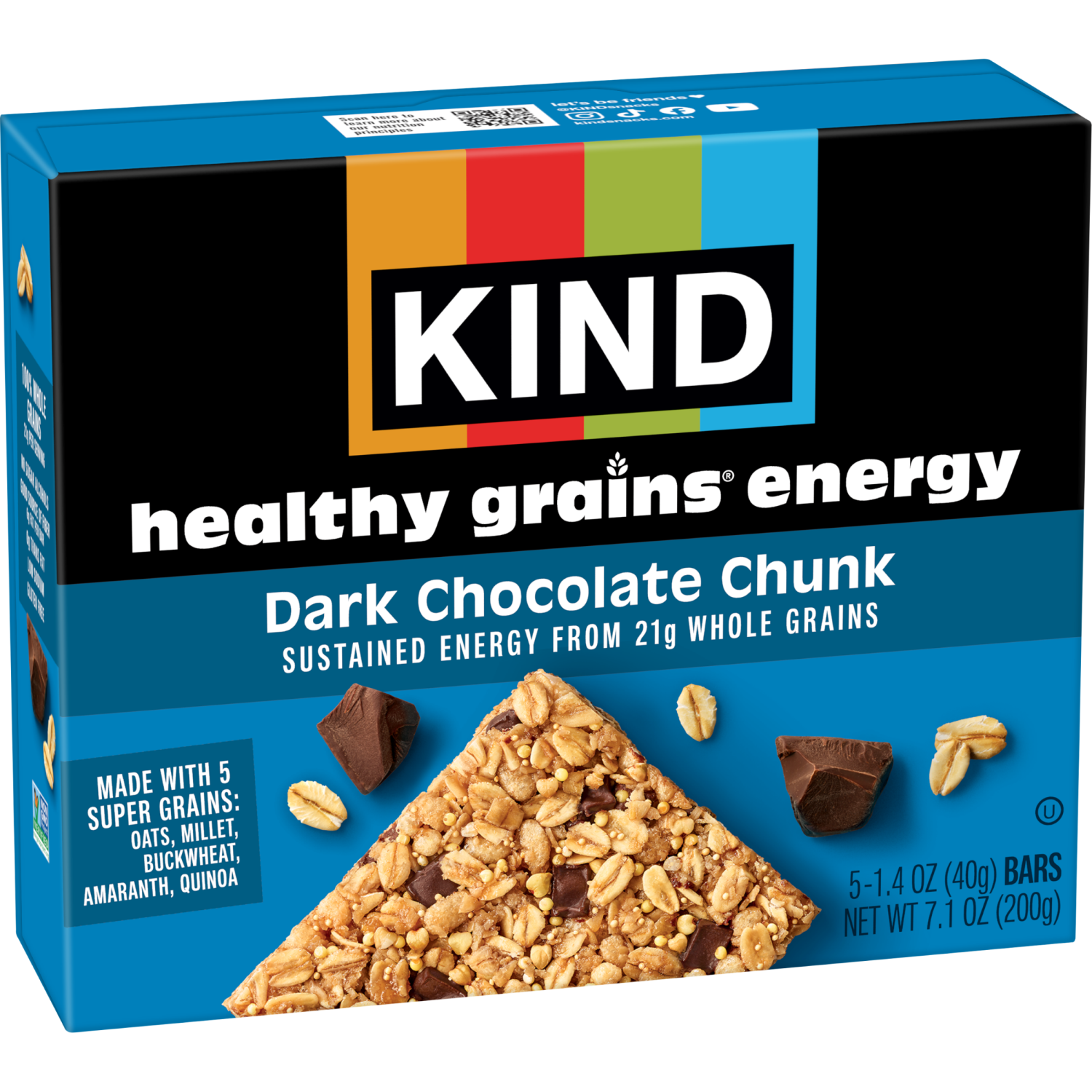 slide 5 of 6, Kind Healthy Grains Energy Bars - Dark Chocolate Chunk, 5 ct