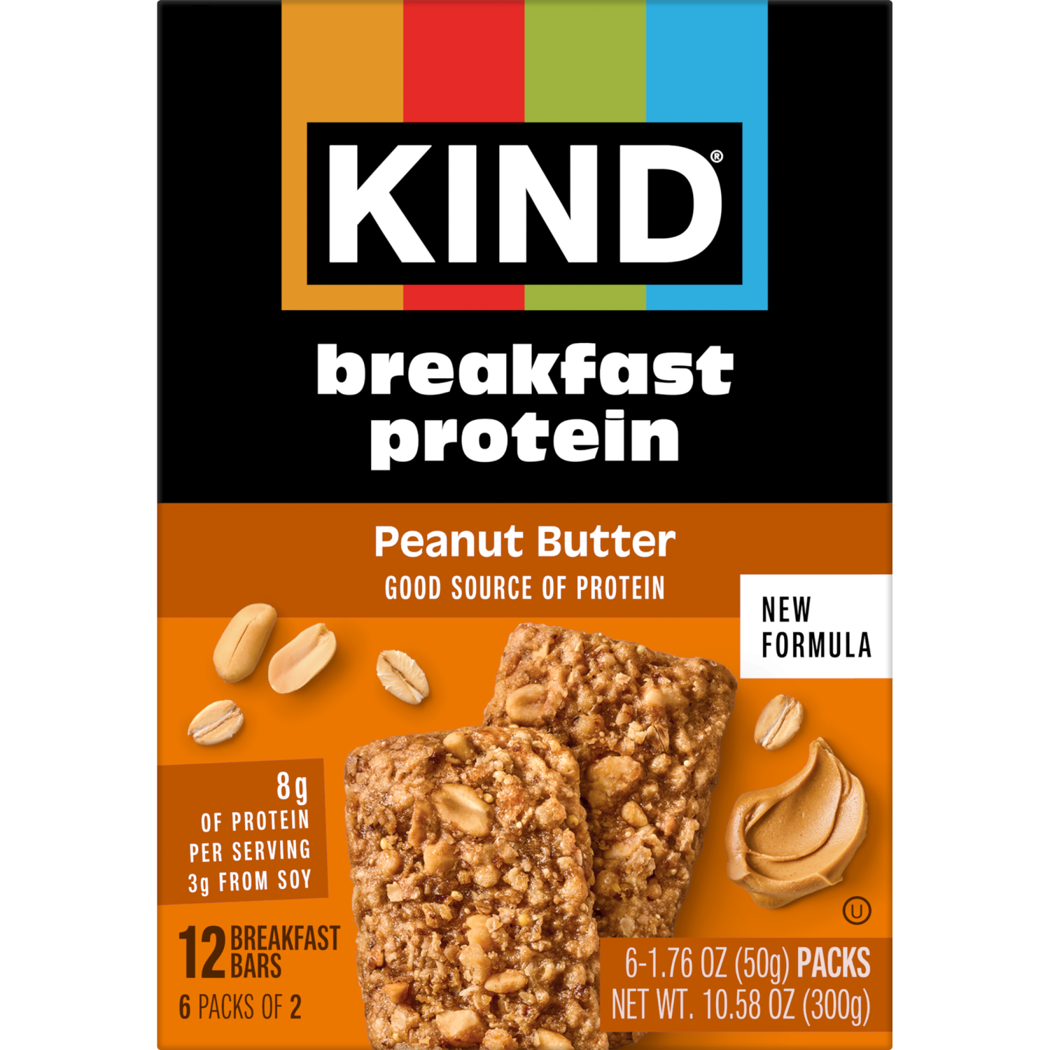 slide 2 of 8, Kind Breakfast Protein Peanut Butter Bars 6ct/1.76oz, 6 ct, 1.76 oz