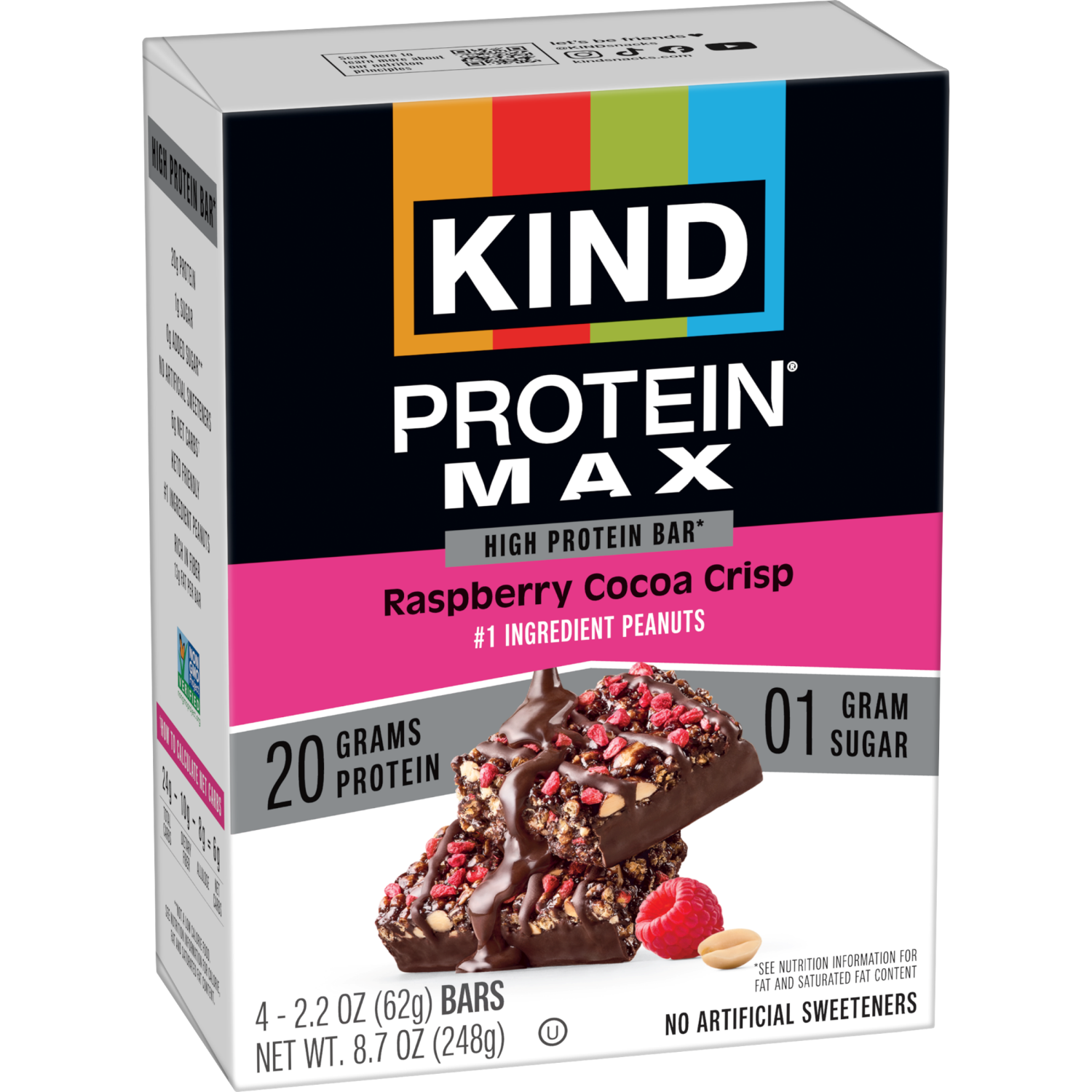 slide 5 of 6, Kind Protein Max Raspberry Cocoa Crisp - 4 ct, 4 ct