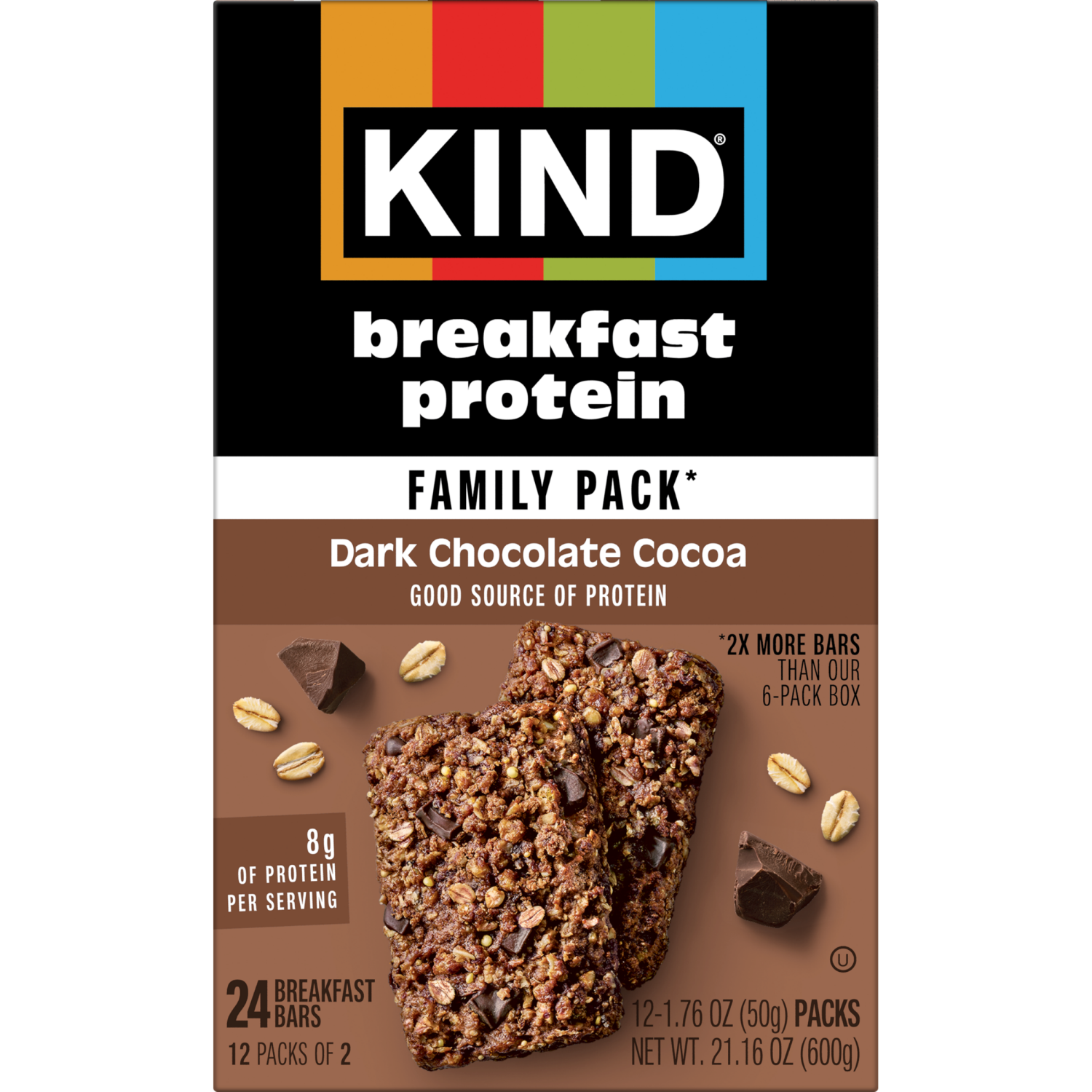 slide 2 of 6, Kind Breakfast Protein Dark Chocolate Cocoa Vp, 12/21.2 oz