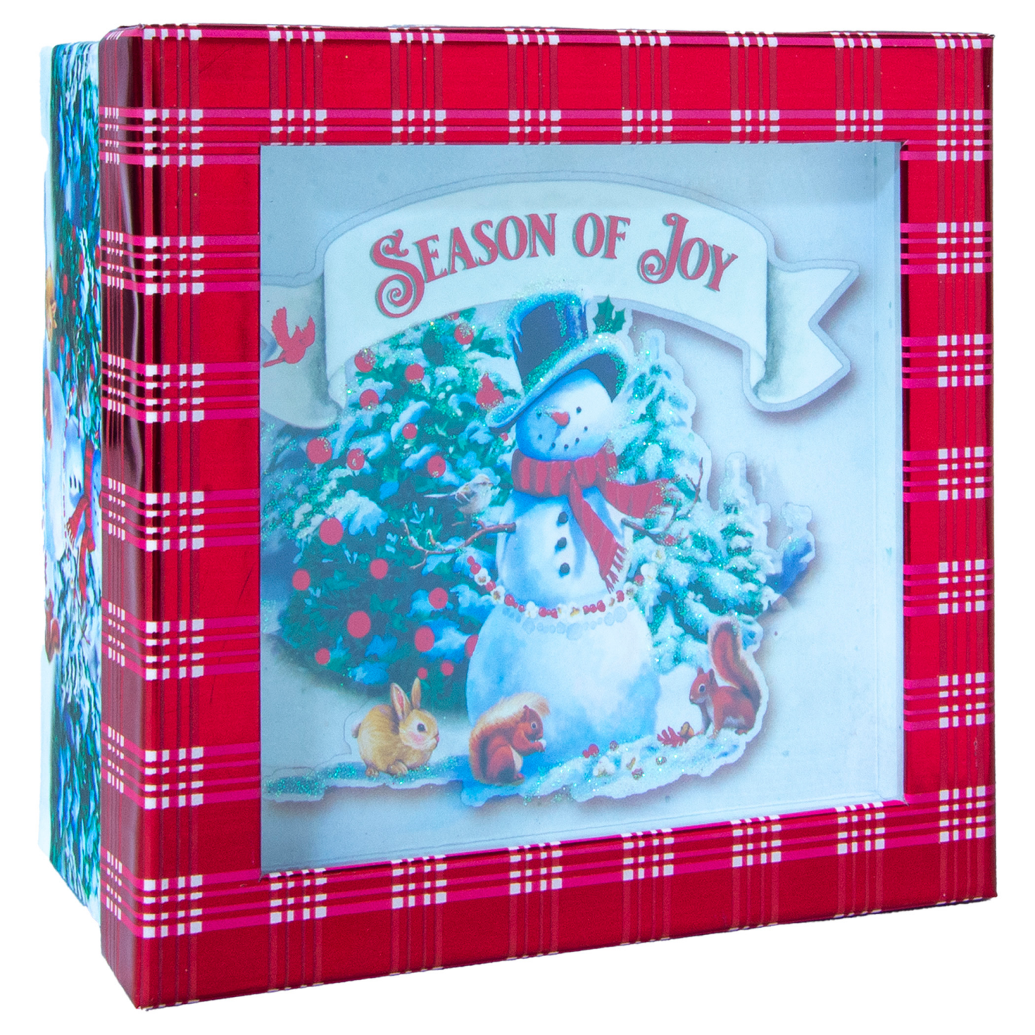 slide 2 of 3, Square Shadow Box, with Treatment, Small, Snowman, 6 in