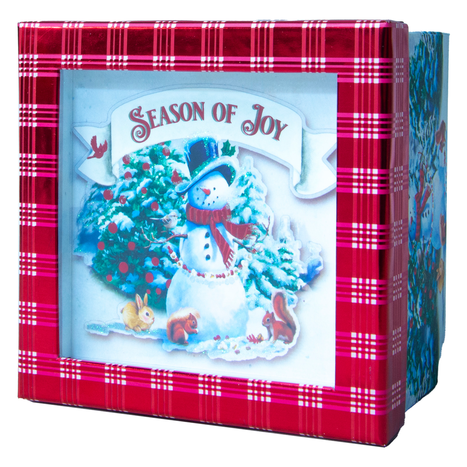 slide 3 of 3, Square Shadow Box, with Treatment, Small, Snowman, 6 in