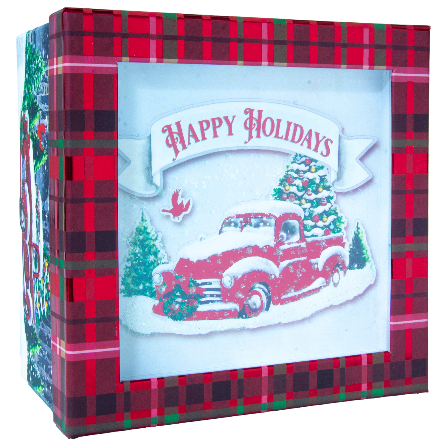 slide 2 of 3, Square Shadow Box, with Treatment, Medium, Red Truck, 8 in