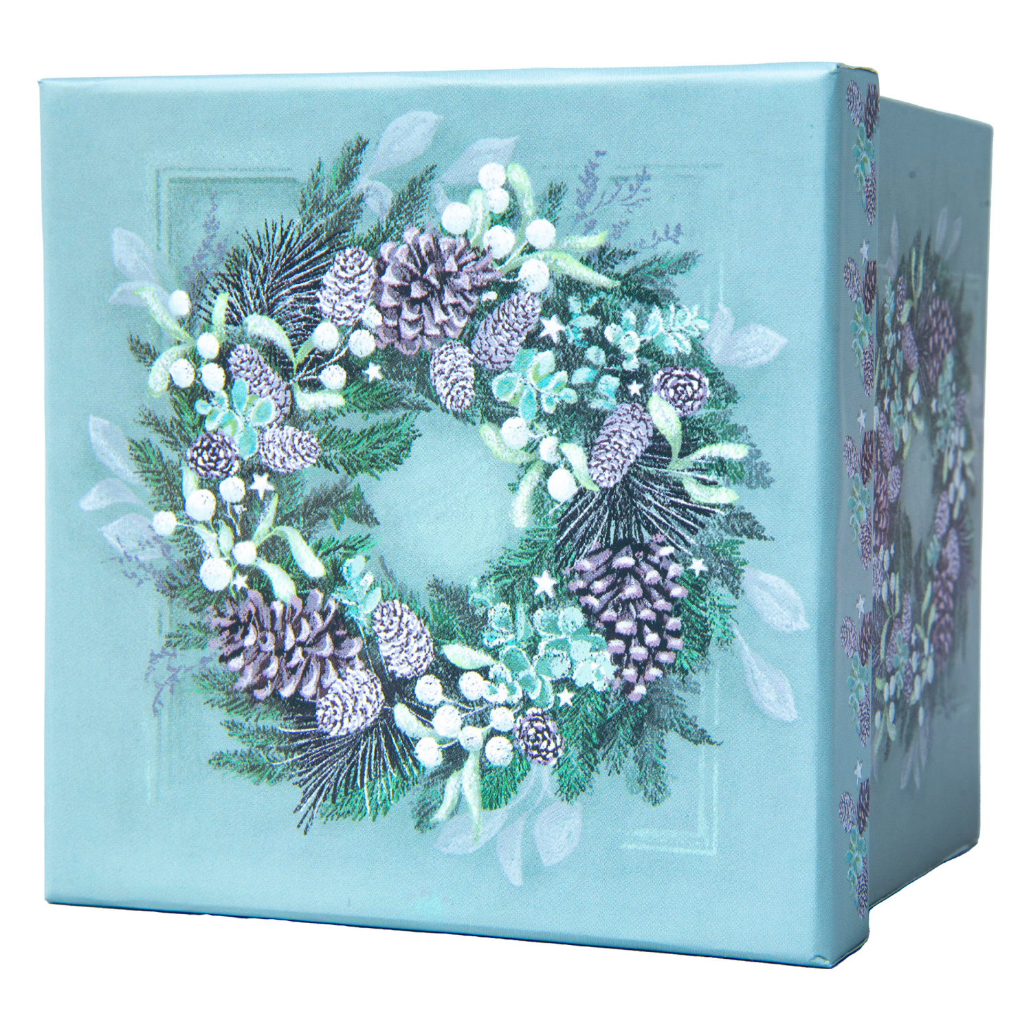 slide 2 of 3, Square Gift Box with Treatment, Large, Wreath, 5 in