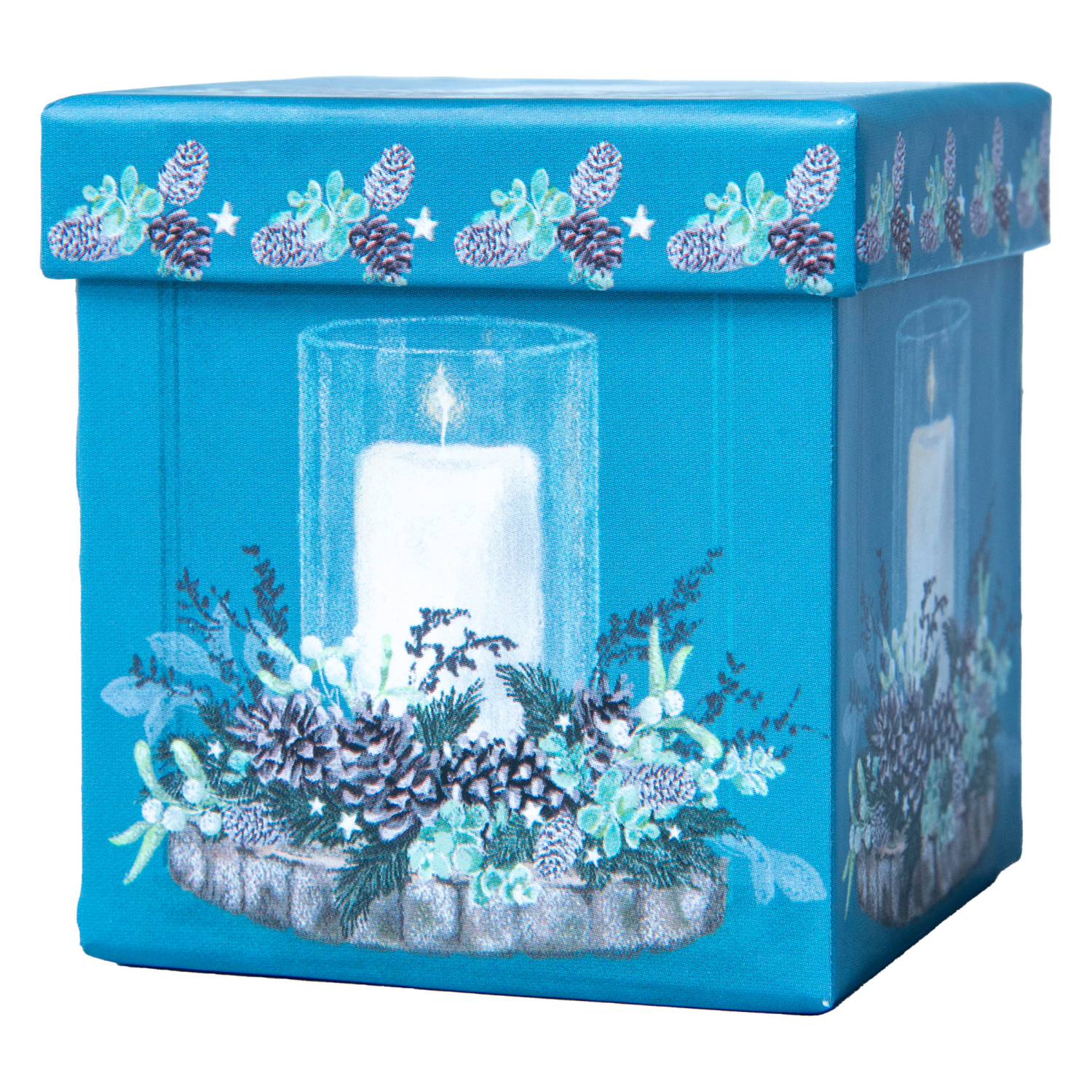 slide 3 of 3, Square Gift Box with Treatment, Extra Large, Candle, 6 in