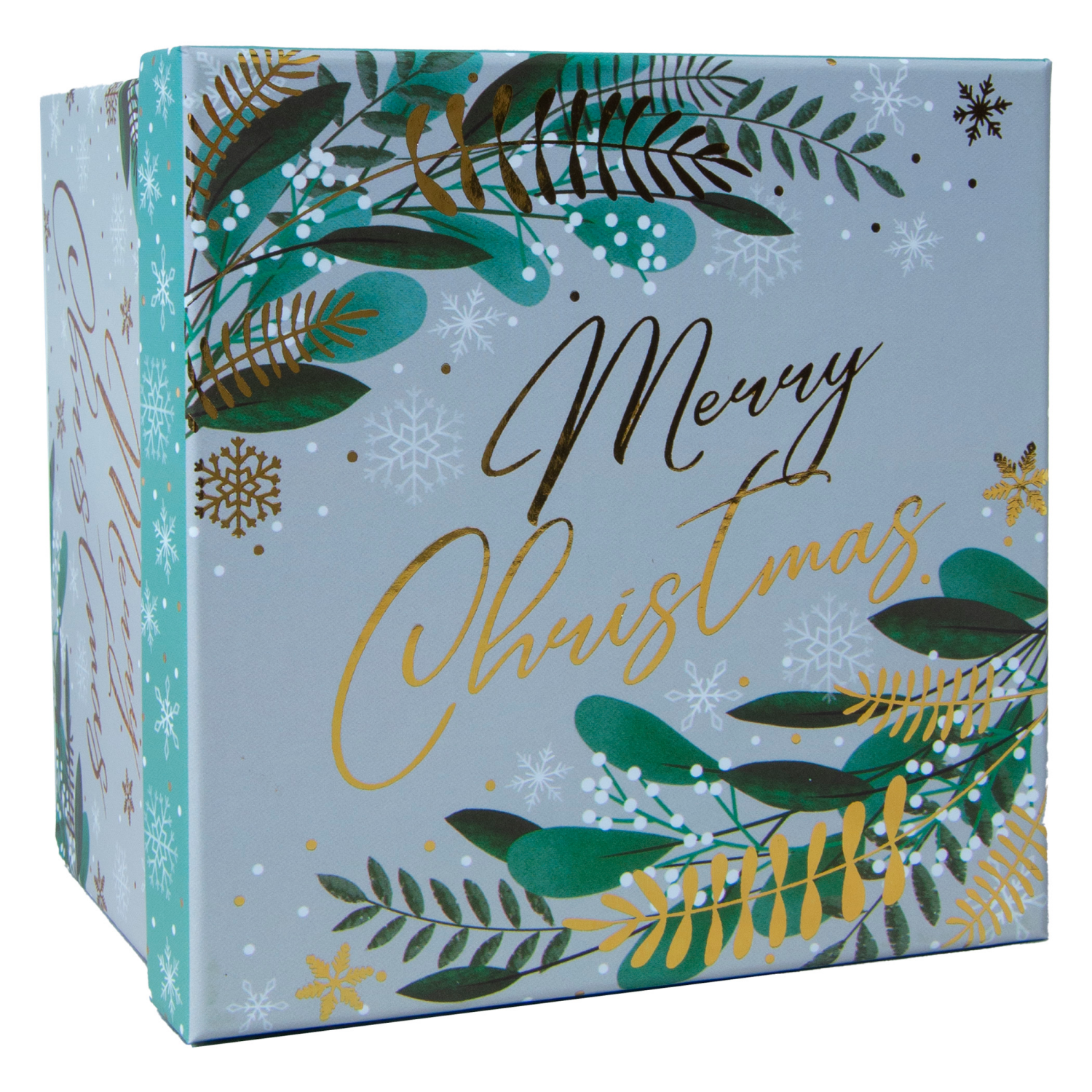 slide 2 of 3, Square Gift Box with Treatment, Extra Large, Merry Christmas, 6 in