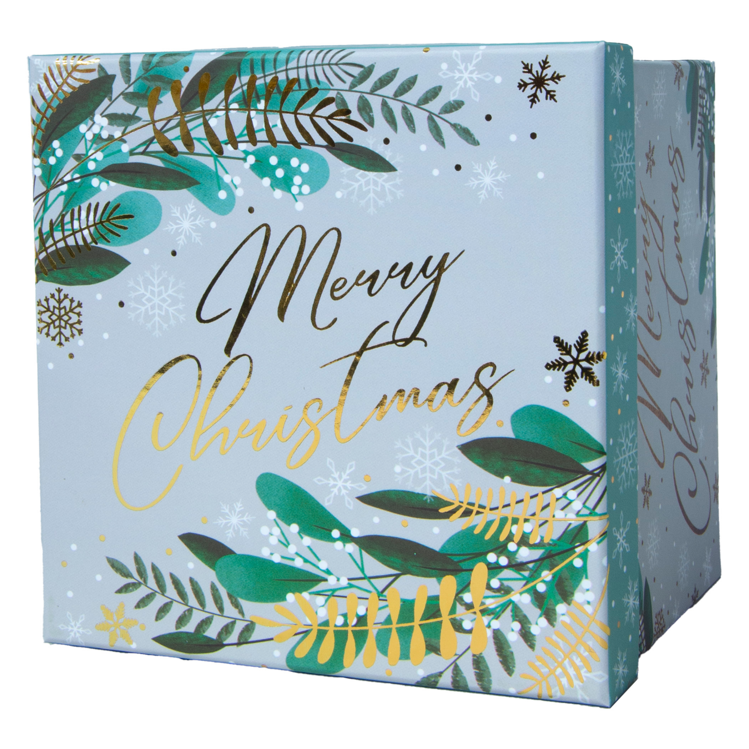 slide 3 of 3, Square Gift Box with Treatment, Extra Large, Merry Christmas, 6 in