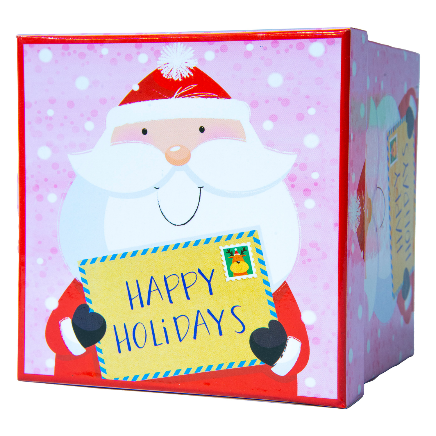 slide 2 of 3, Square Gift Box with Treatment, Large, Santa, 5 in