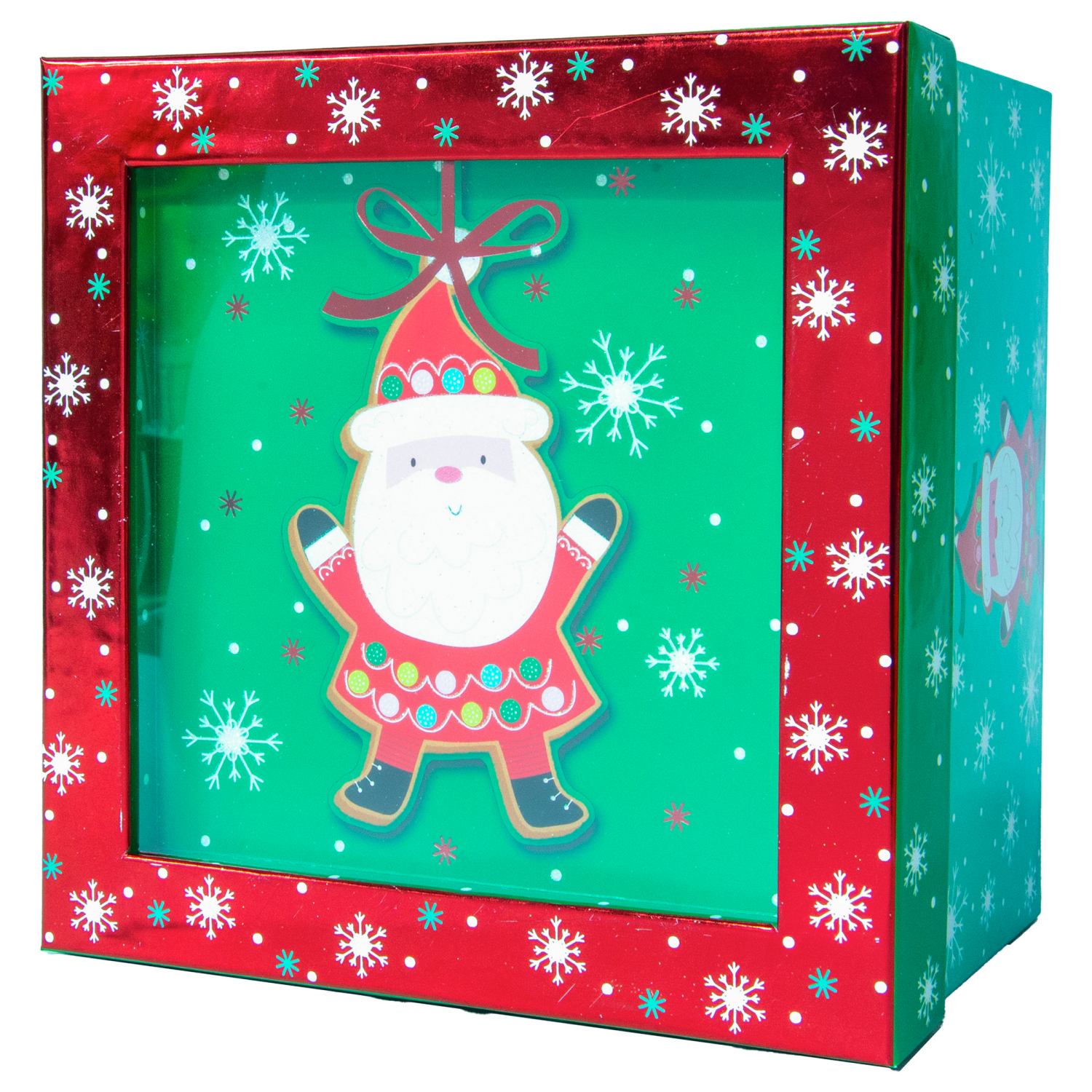 slide 3 of 3, Square Shadow Box, with Treatment, Medium, Santa, 8 in