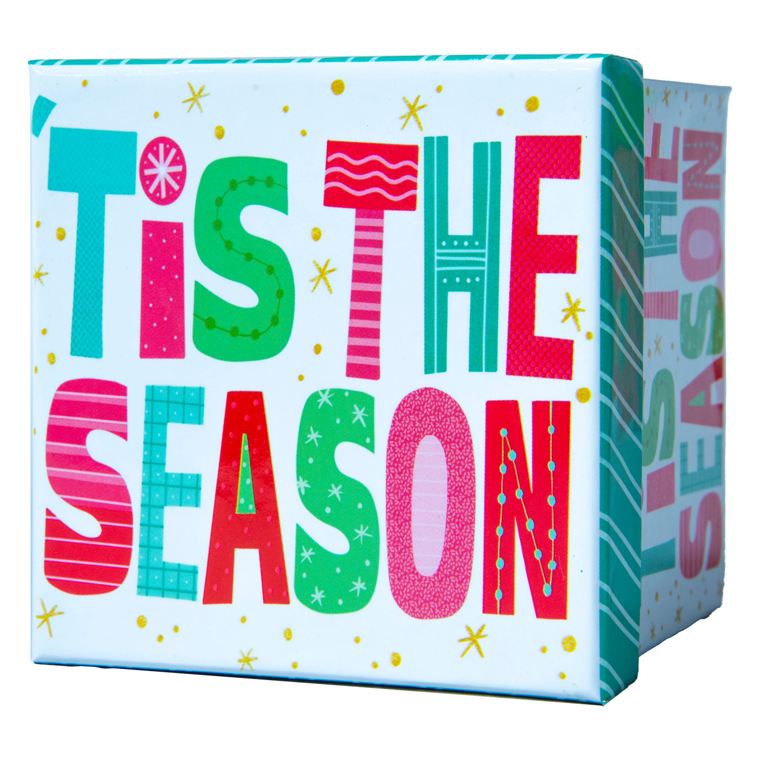 slide 2 of 3, Square Gift Box with Treatment, Medium, Tis The Season, 4 in