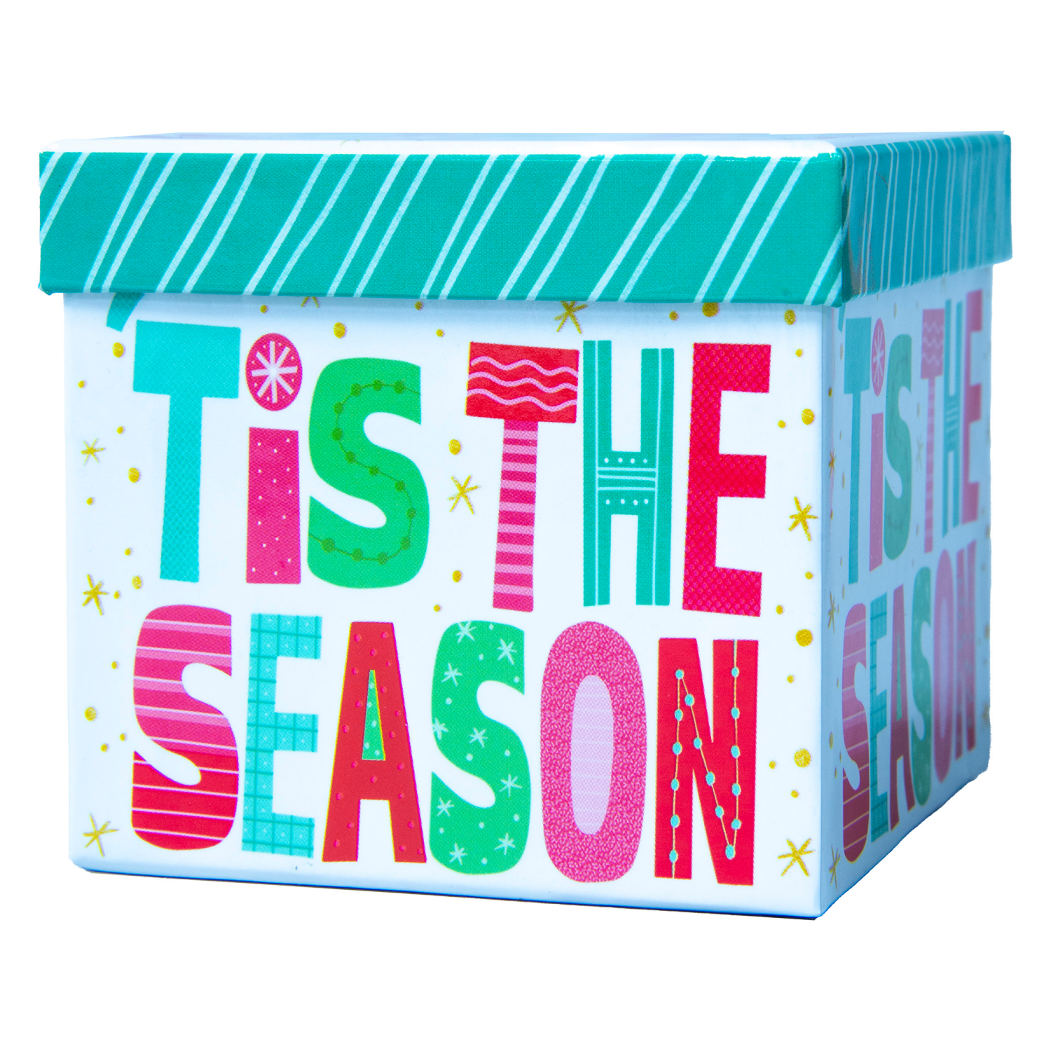 slide 3 of 3, Square Gift Box with Treatment, Medium, Tis The Season, 4 in