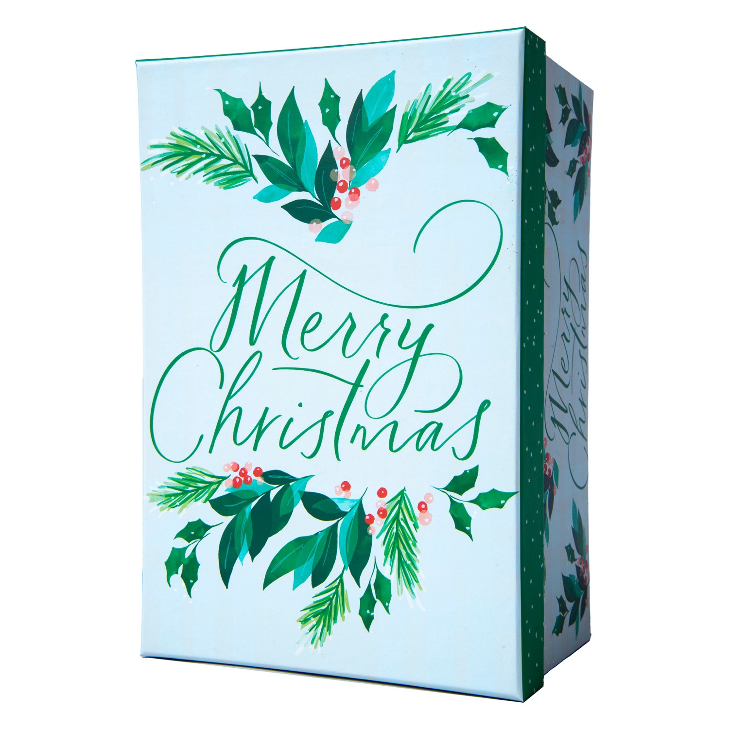 slide 3 of 3, Rectangle Gift Box with Treatment, Large, Merry Christmas, 13 in