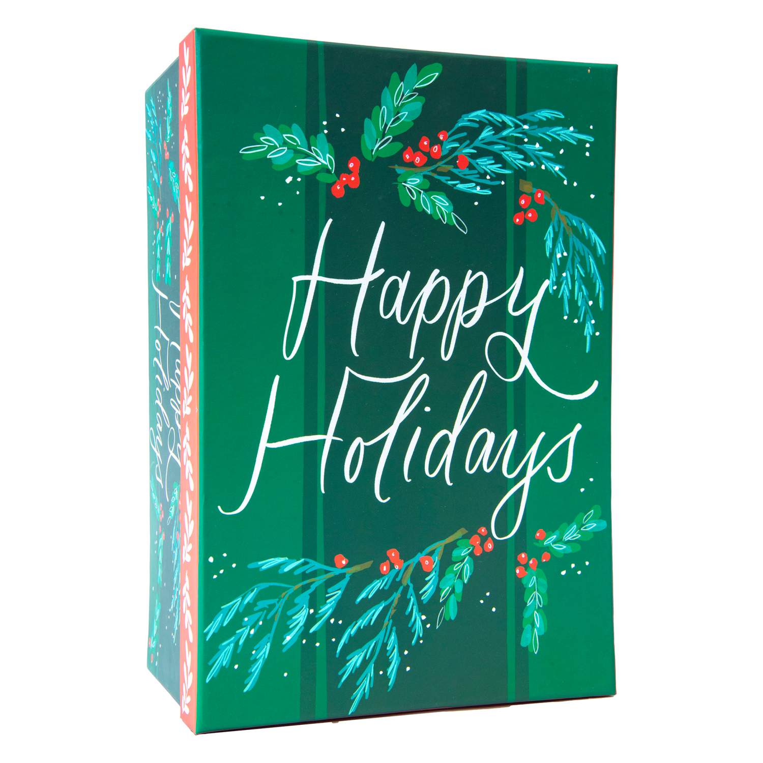 slide 2 of 3, Rectangle Gift Box with Treatment, Extra Large, Happy Holidays, 14 in