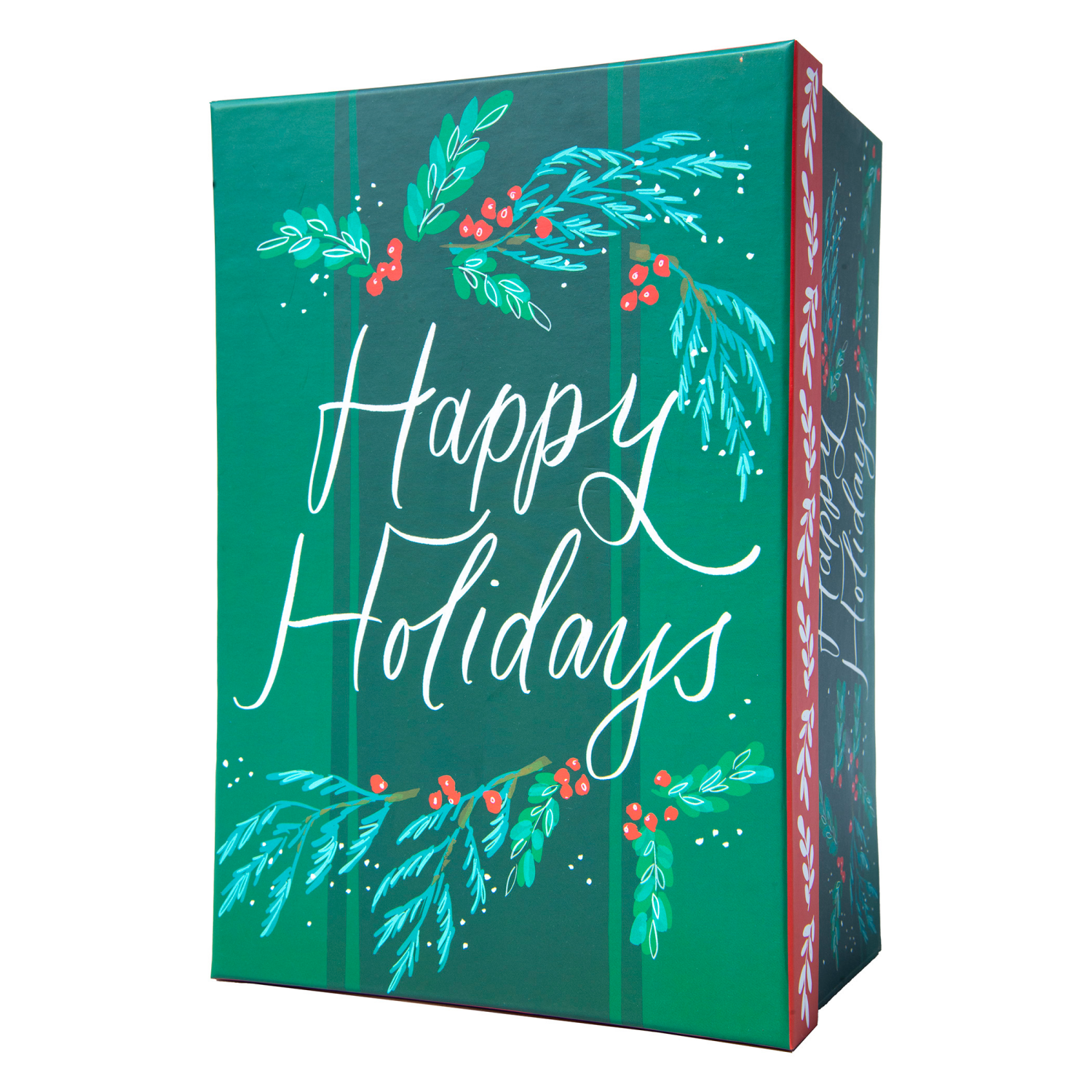 slide 3 of 3, Rectangle Gift Box with Treatment, Extra Large, Happy Holidays, 14 in