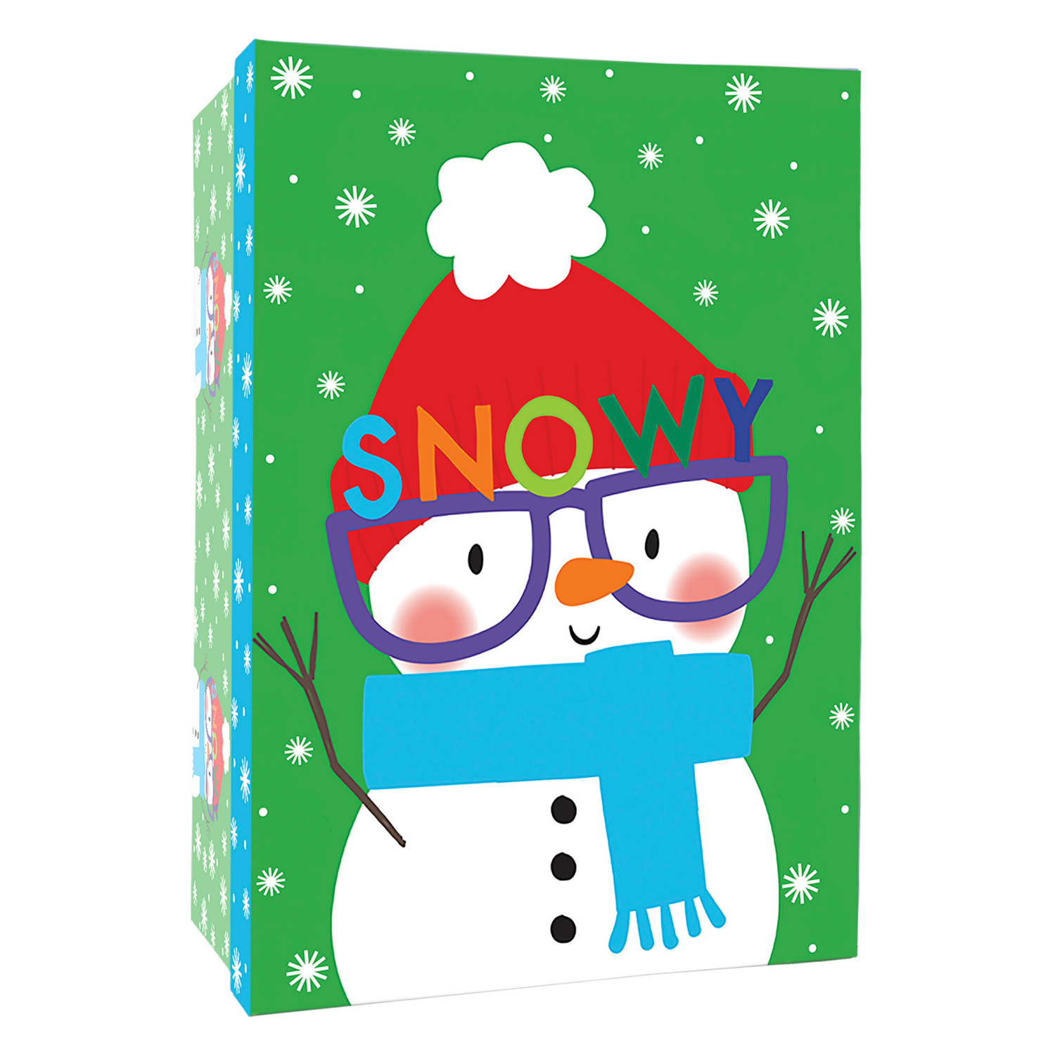 slide 2 of 3, Rectangle Gift Box with Treatment, Medium, Snowy, 12 in