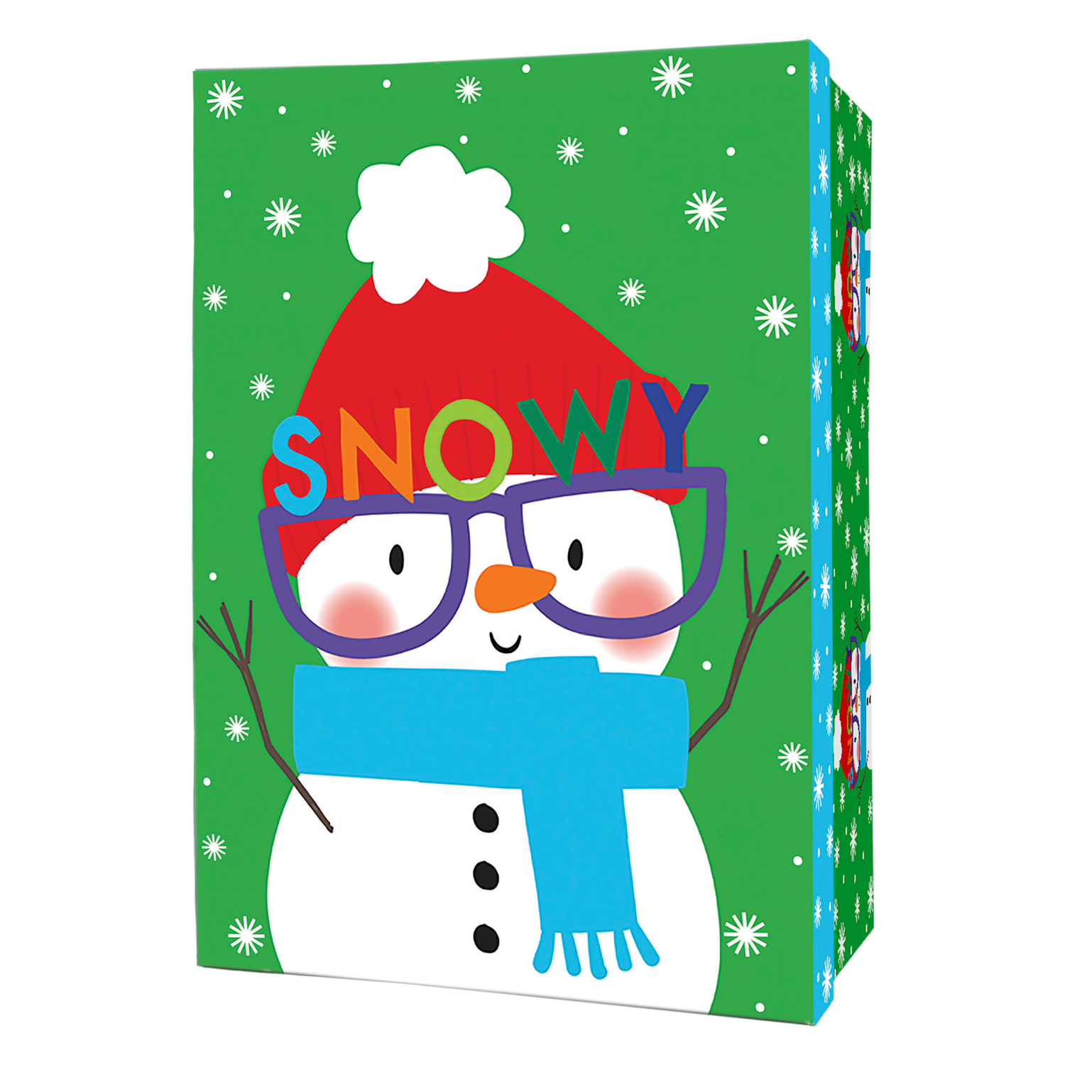 slide 3 of 3, Rectangle Gift Box with Treatment, Medium, Snowy, 12 in