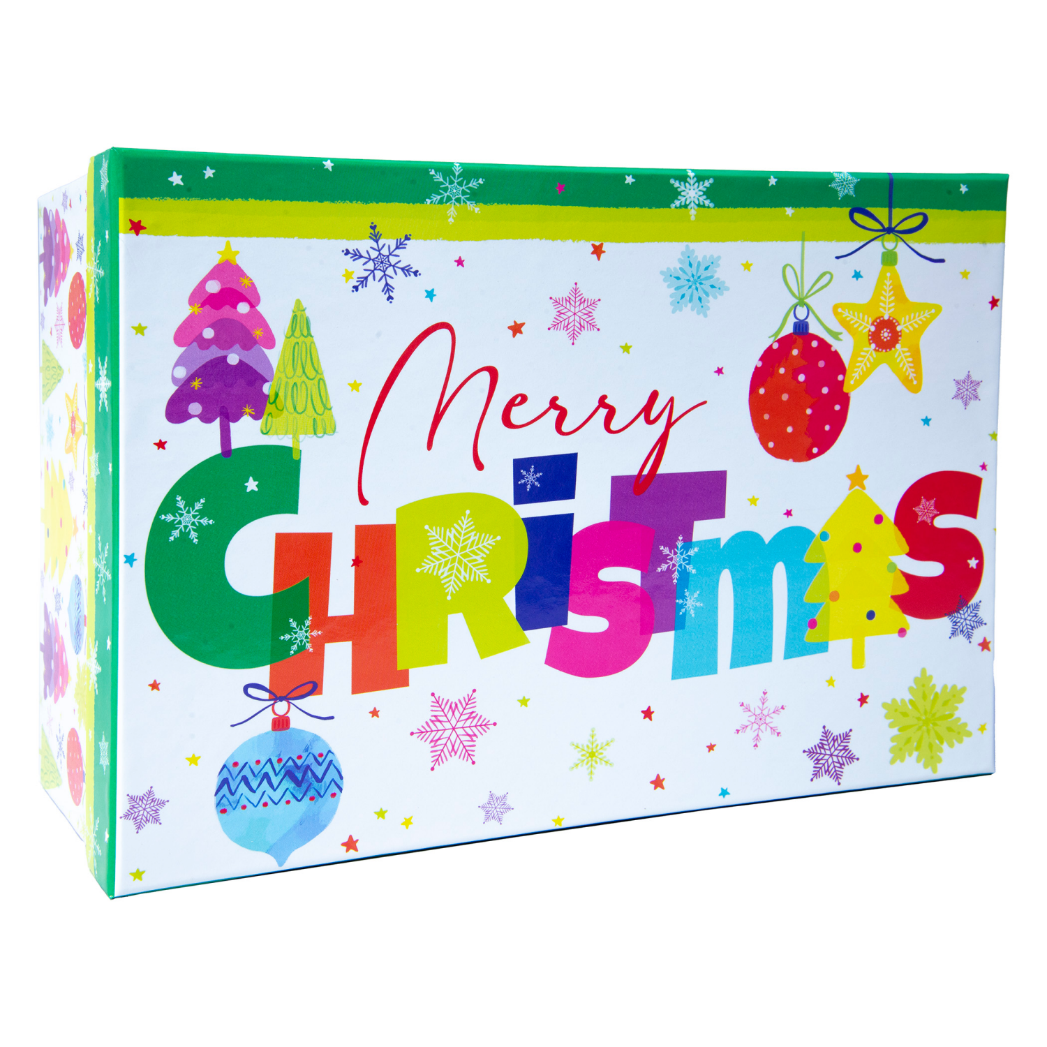 slide 2 of 3, Rectangle Gift Box with Treatment, Medium, Merry Christmas, 12 in