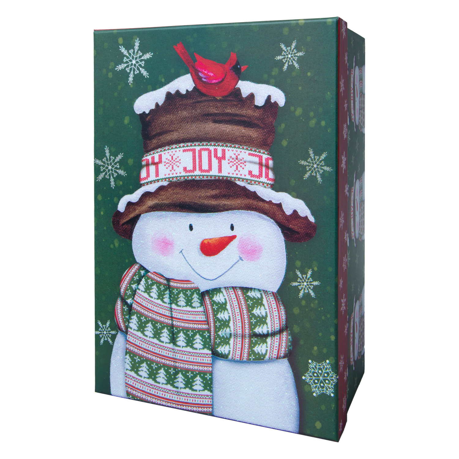 slide 3 of 3, Rectangle Gift Box with Treatment, Small, Snowman, 11 in