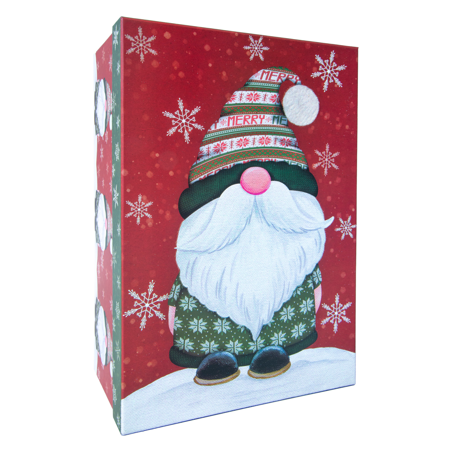 slide 2 of 3, Rectangle Gift Box with Treatment, Medium, Gnome, 12 in
