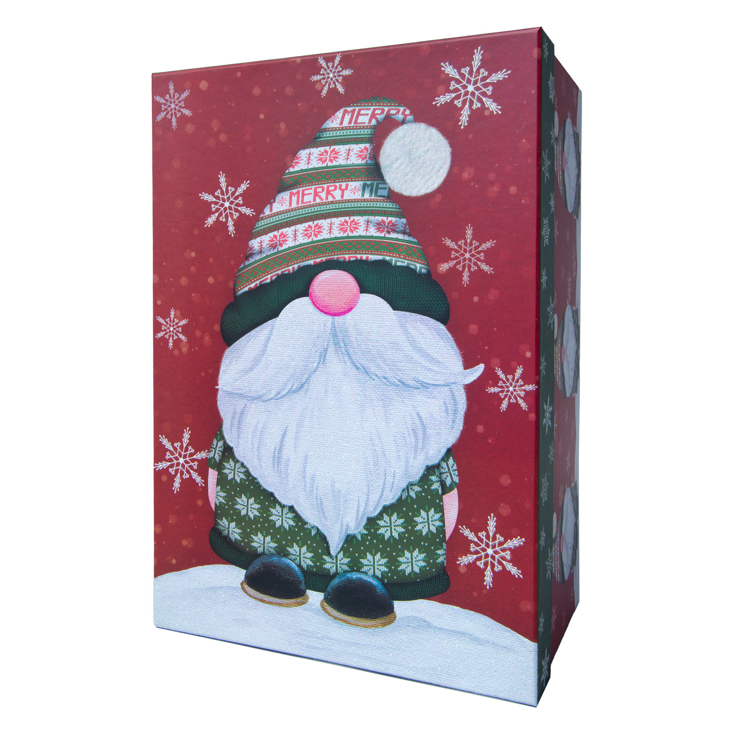 slide 3 of 3, Rectangle Gift Box with Treatment, Medium, Gnome, 12 in