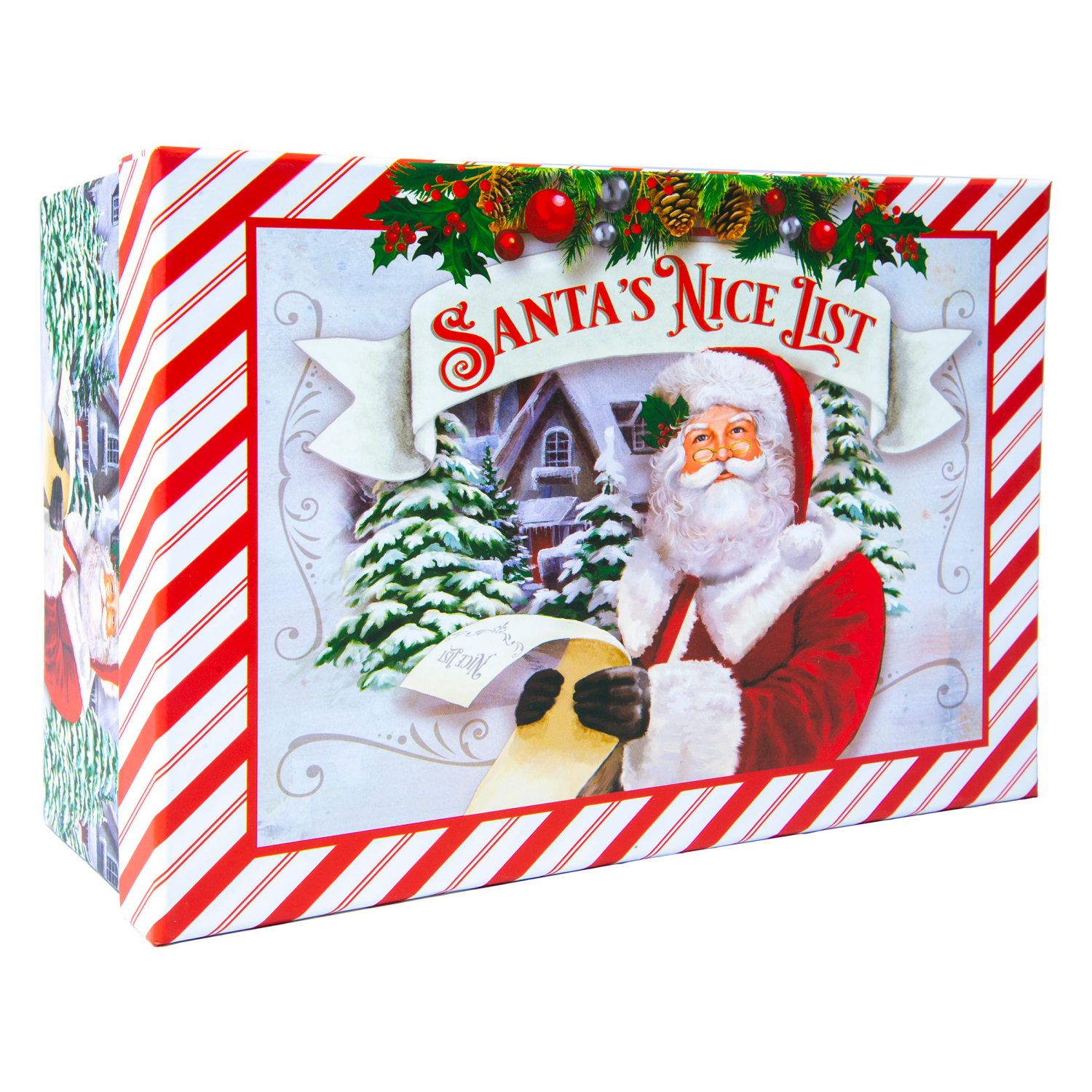 slide 2 of 3, Rectangle Gift Box with Treatment, Medium, Santa, 12 in