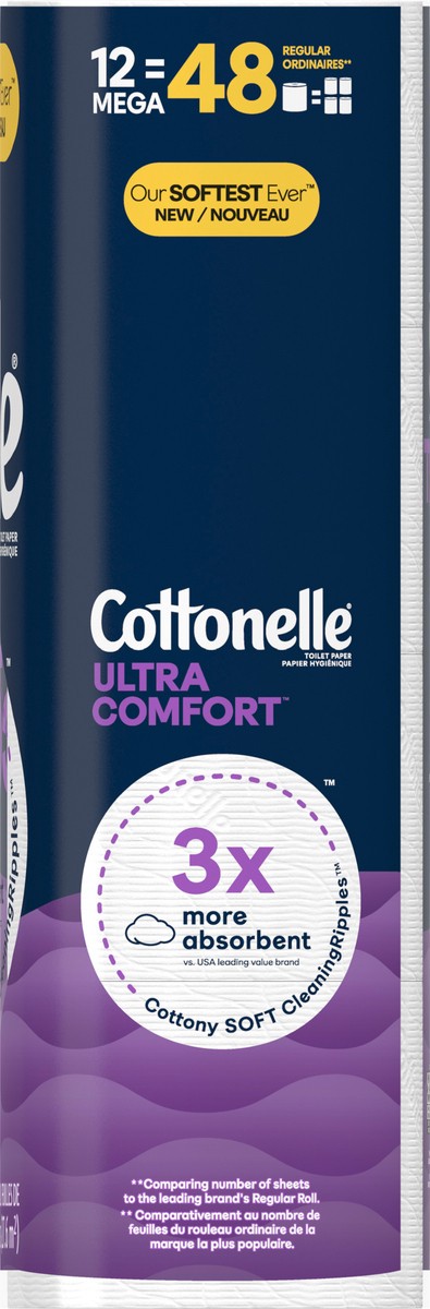 slide 2 of 11, Cottonelle Ultra Comfort Toilet Paper, Strong Toilet Tissue, 12 Mega Rolls (12 Mega Rolls = 48 Regular Rolls), 244 Sheets Per Roll, 12 ct