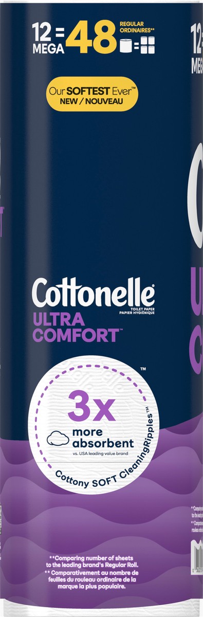 slide 8 of 11, Cottonelle Ultra Comfort Toilet Paper, Strong Toilet Tissue, 12 Mega Rolls (12 Mega Rolls = 48 Regular Rolls), 244 Sheets Per Roll, 12 ct