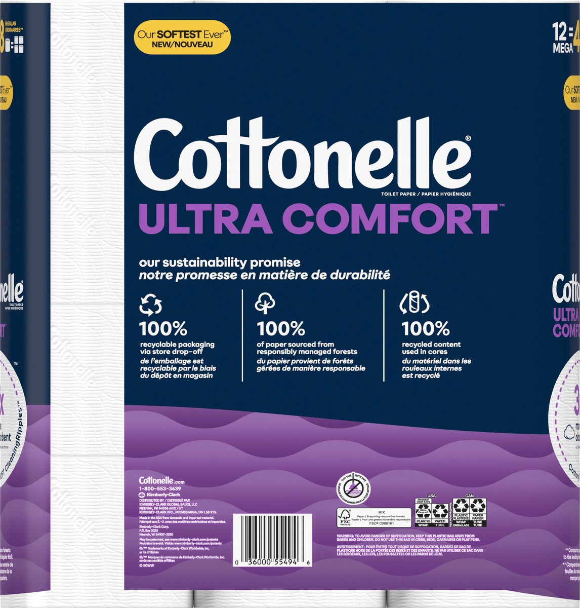 slide 11 of 11, Cottonelle Ultra Comfort Toilet Paper, Strong Toilet Tissue, 12 Mega Rolls (12 Mega Rolls = 48 Regular Rolls), 244 Sheets Per Roll, 12 ct