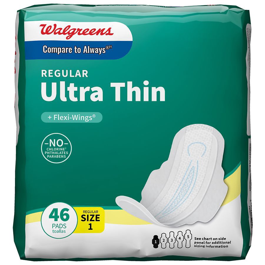 slide 1 of 5, Walgreens Ultra Thin Pad Regular, 46 ct