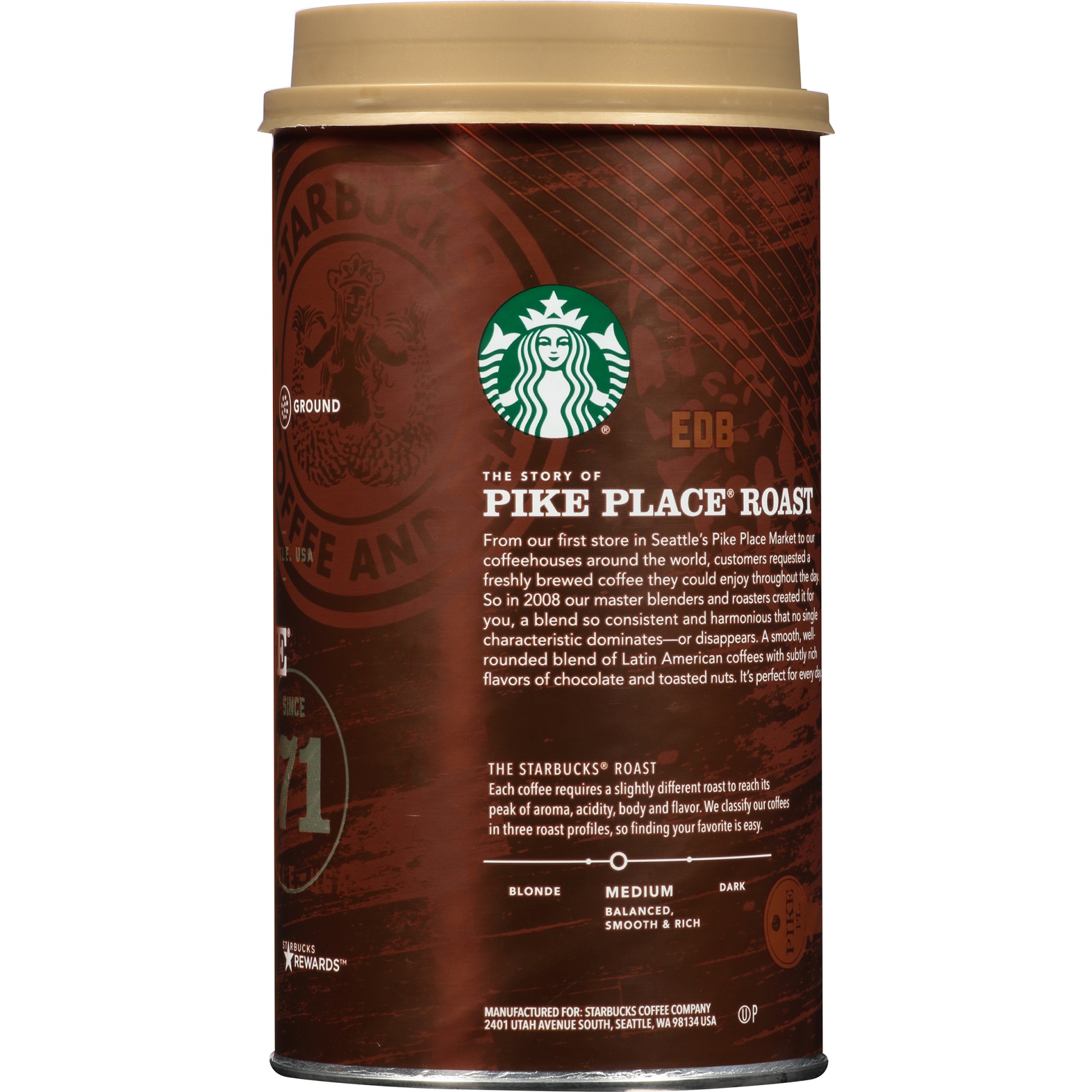 slide 3 of 5, Starbucks Pike Place Roast Ground Coffee Canister, 13.5 oz