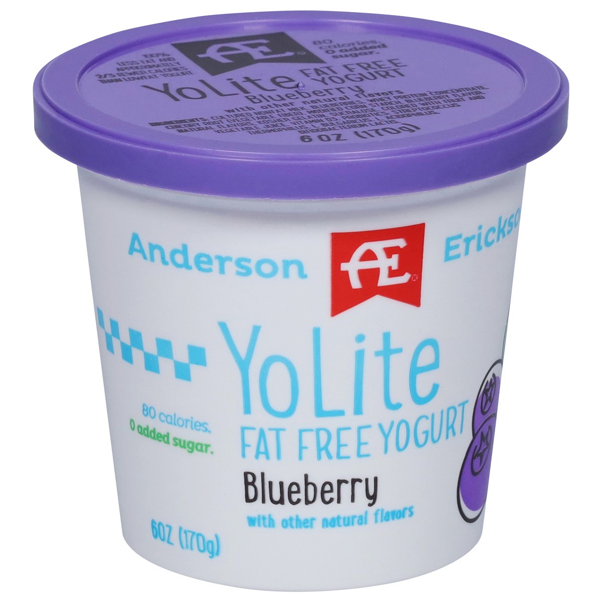slide 3 of 9, Anderson Erickson Dairy YoLite Fat Free Blueberry Yogurt 6 oz, 6 oz