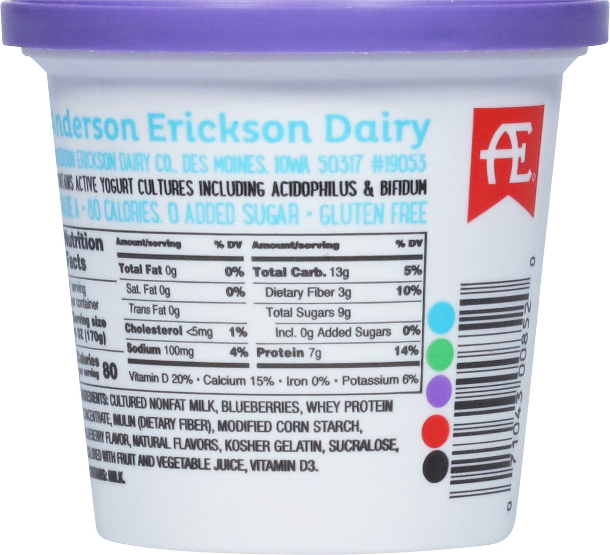 slide 4 of 9, Anderson Erickson Dairy YoLite Fat Free Blueberry Yogurt 6 oz, 6 oz
