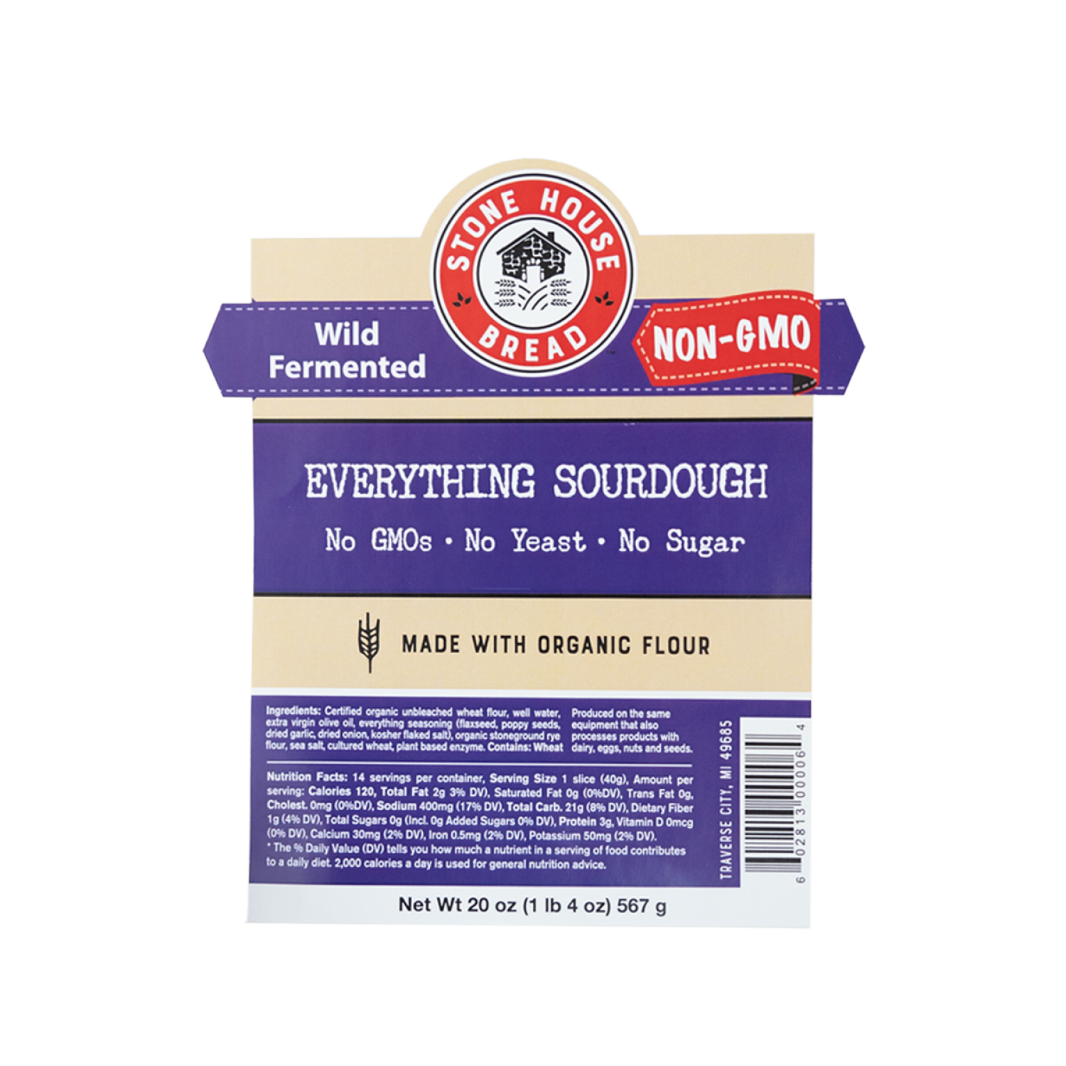 slide 1 of 1, Stone House Bread Everything Sourdough Bread, 20 oz