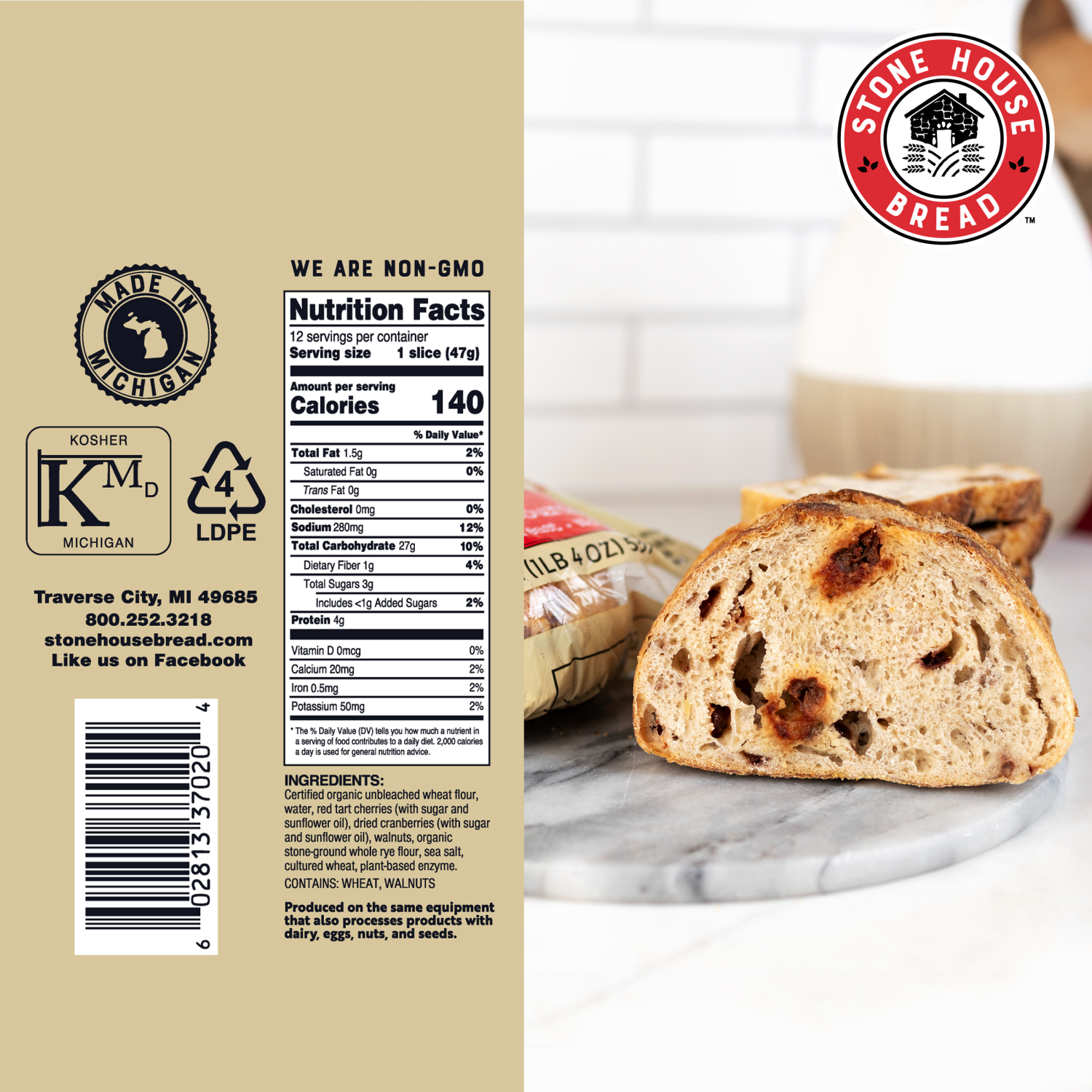 slide 6 of 6, Stone House Bread Stone House Sourdough Bread, Cherry Walnut, 20 oz, 20 oz