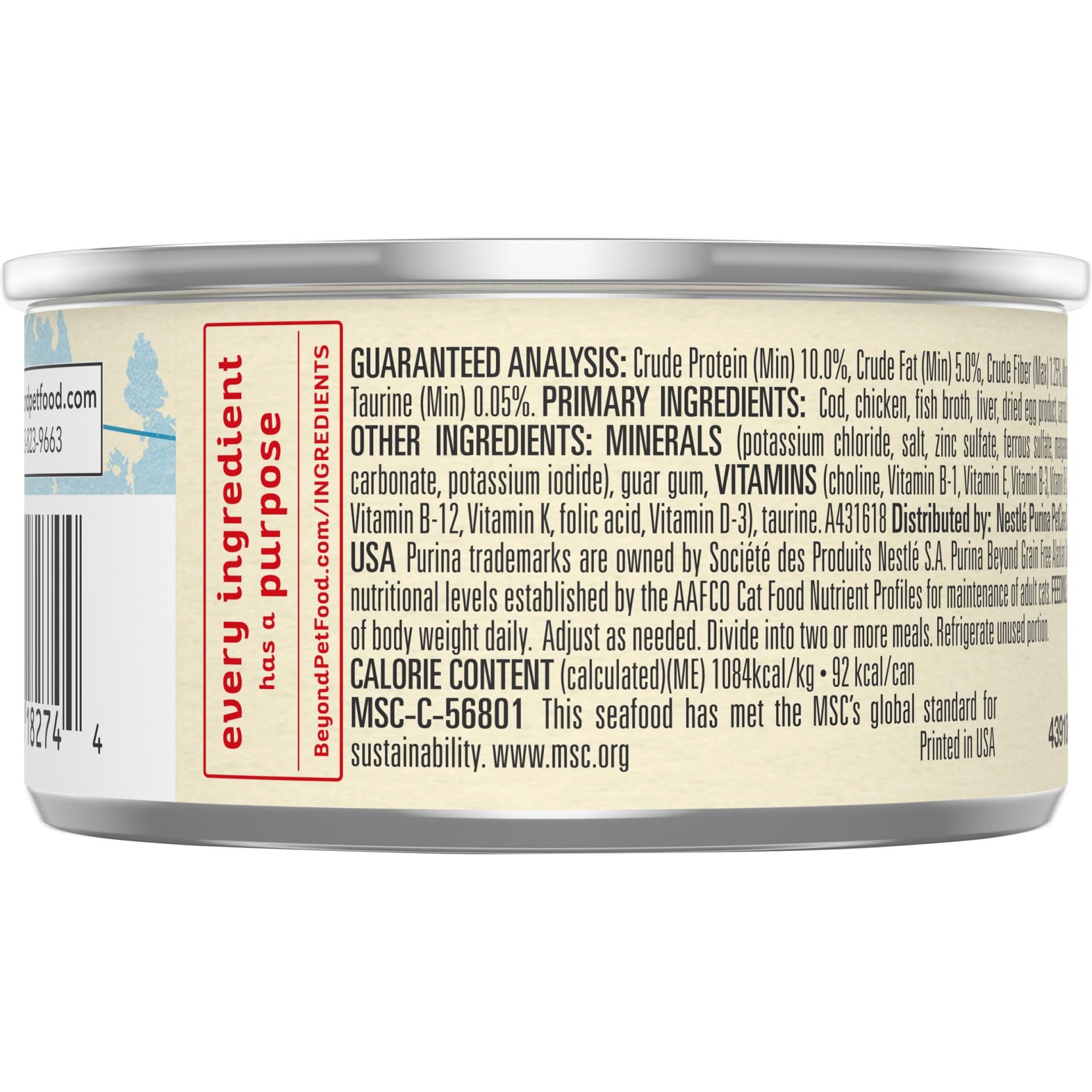 slide 4 of 7, Purina Beyond Natural Grain Free Alaskan Cod Recipe Adult Wet Cat Food, 3 oz