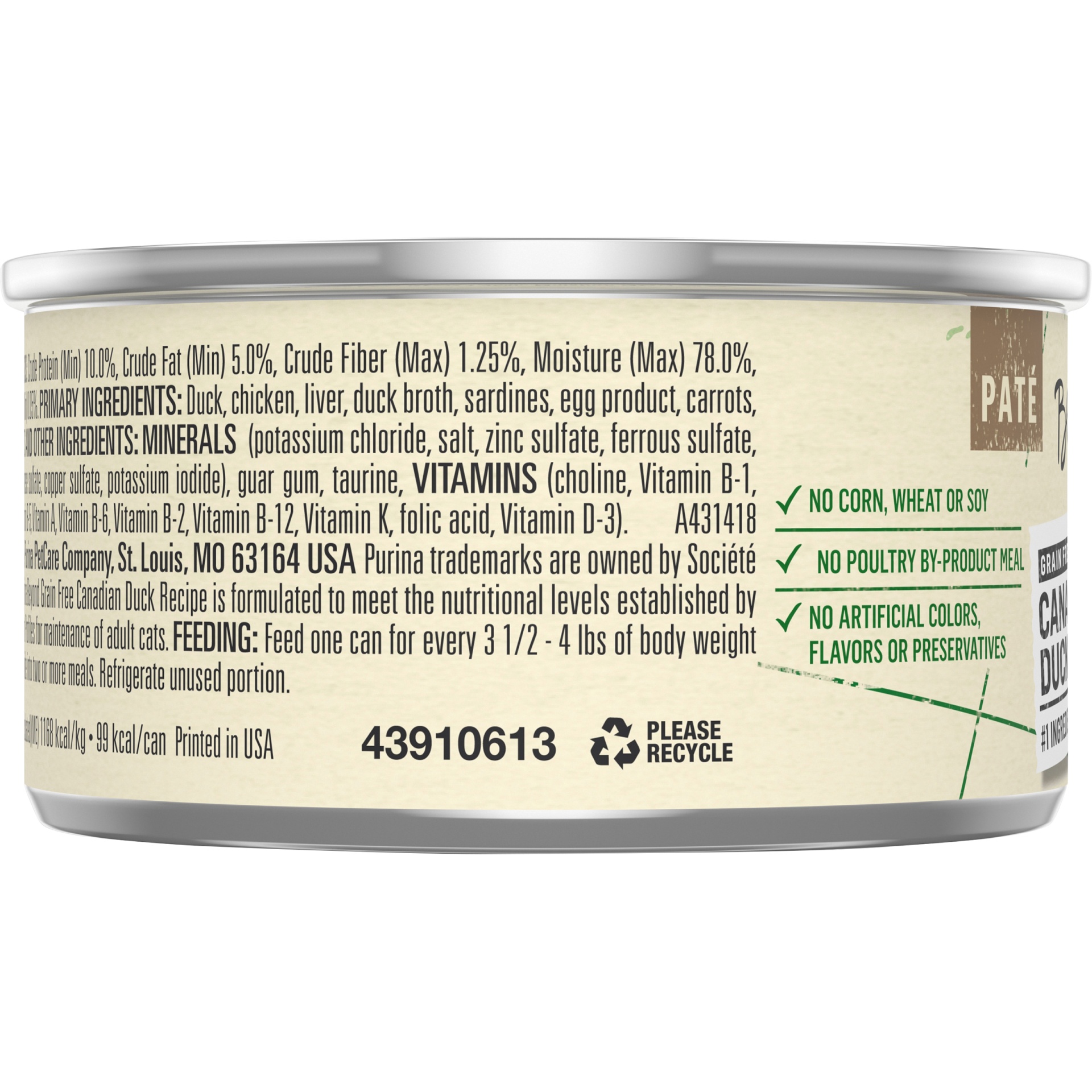 slide 2 of 7, Purina Beyond Natural Grain Free Canadian Duck Recipe Adult Wet Cat Food, 3 oz