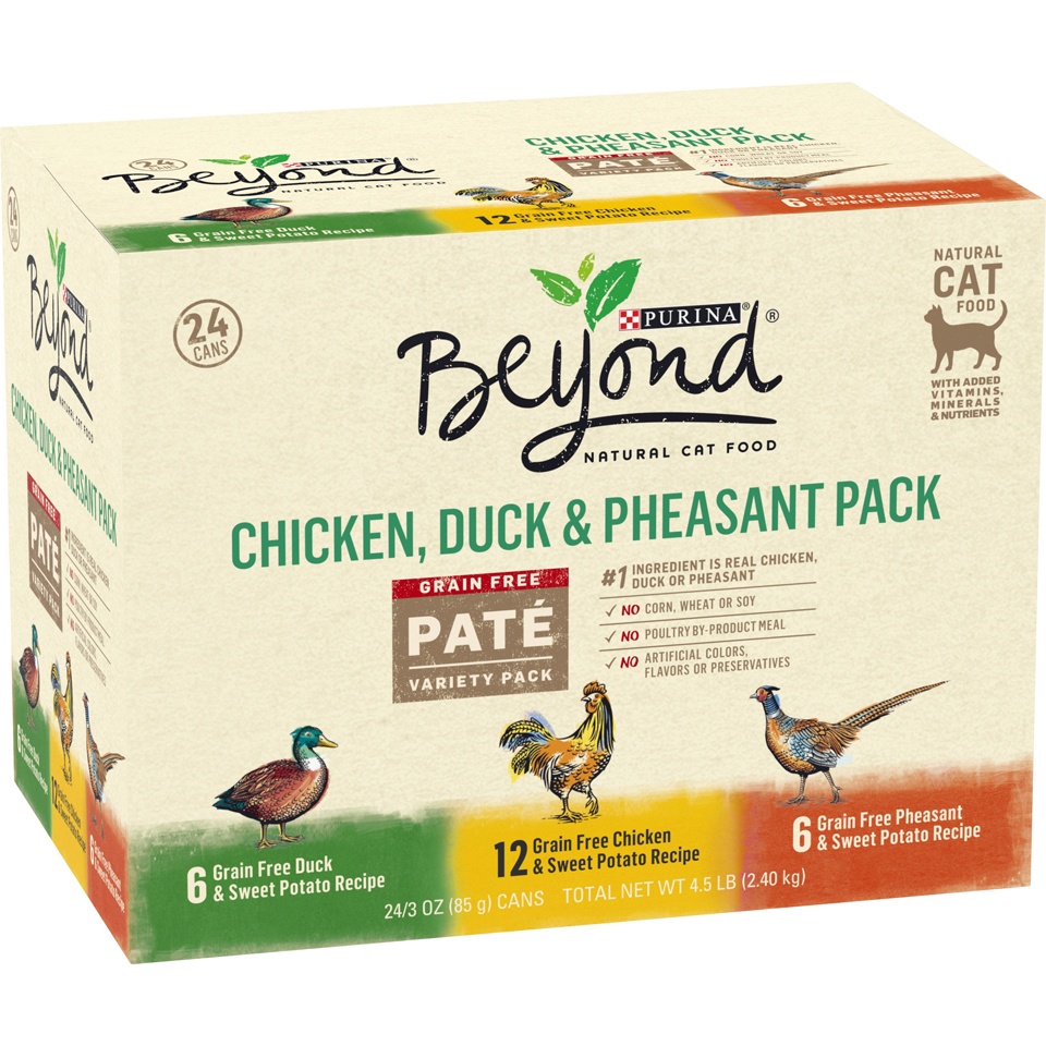 slide 2 of 9, Purina Beyond Grain Free Pate Adult Wet Cat Food Variety Pack, (24), 3 oz