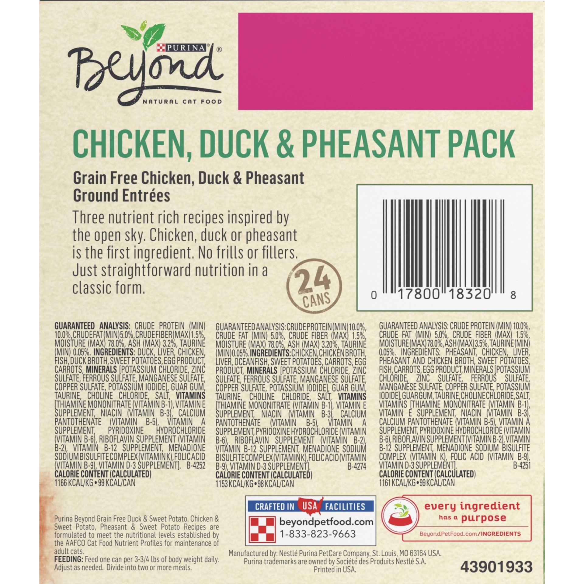 slide 5 of 9, Purina Beyond Grain Free Pate Adult Wet Cat Food Variety Pack, (24), 3 oz