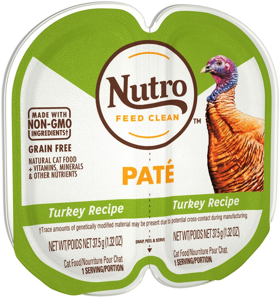 slide 2 of 9, Nutro Grain Free* Natural Wet Cat Food Paté Turkey Recipe, (24) 2.64 Oz. Perfect Portions Twin-Pack Trays, 2.64 oz