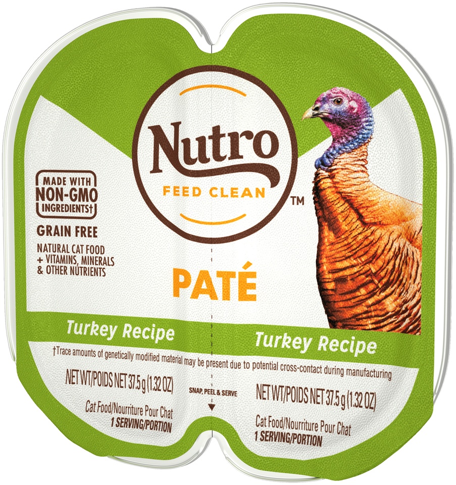 slide 3 of 9, Nutro Grain Free* Natural Wet Cat Food Paté Turkey Recipe, (24) 2.64 Oz. Perfect Portions Twin-Pack Trays, 2.64 oz