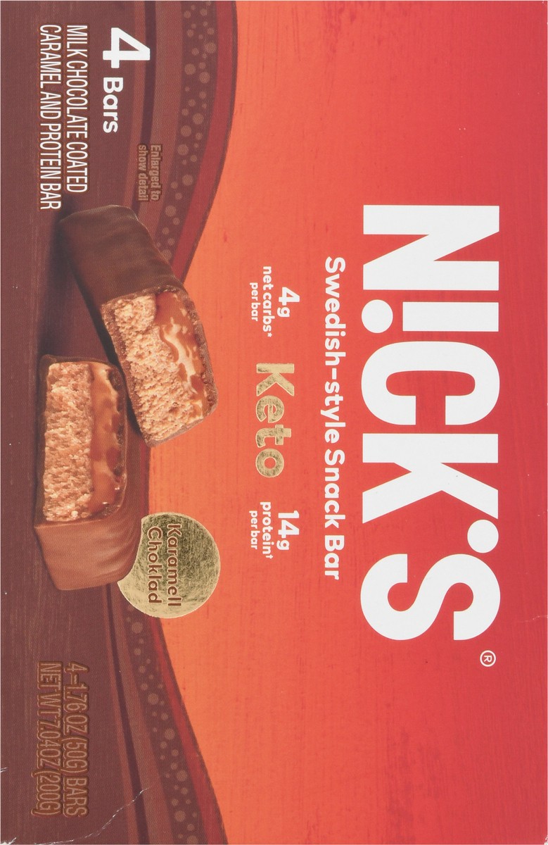 slide 7 of 17, Nick's Swedish-Style Karamell Choklad Protein Bar 4 - 1.76 oz Bars, 4 ct