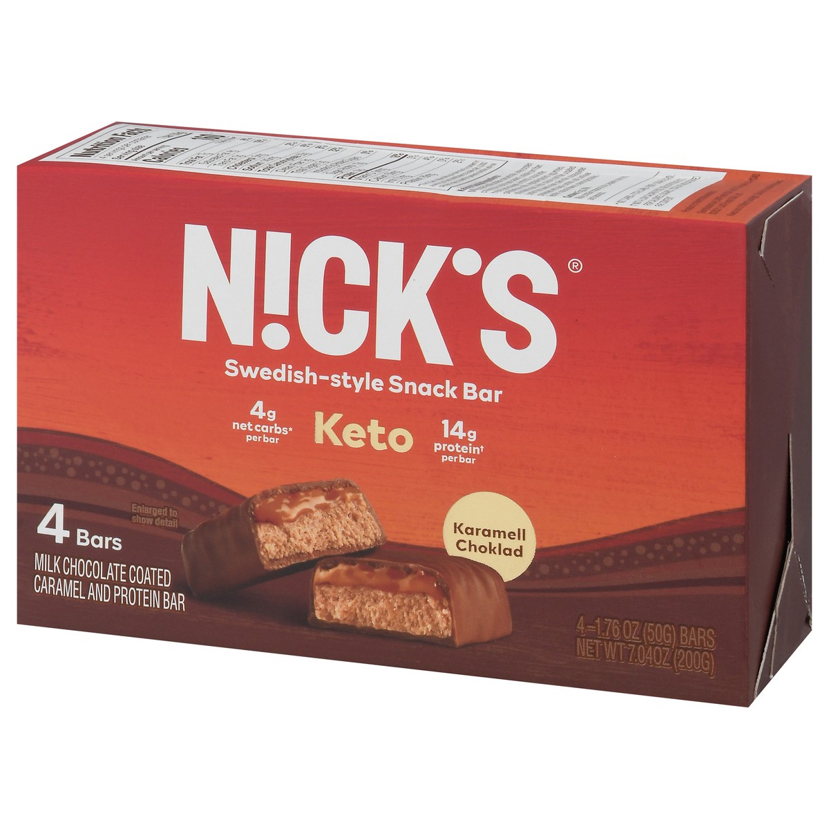 slide 3 of 17, Nick's Swedish-Style Karamell Choklad Protein Bar 4 - 1.76 oz Bars, 4 ct