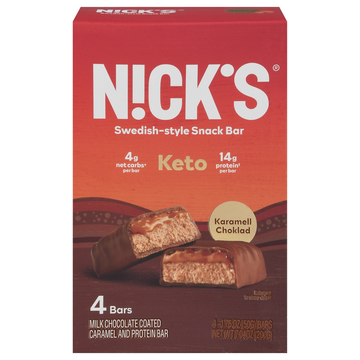 slide 4 of 17, Nick's Swedish-Style Karamell Choklad Protein Bar 4 - 1.76 oz Bars, 4 ct