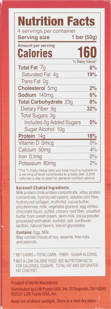 slide 12 of 17, Nick's Swedish-Style Karamell Choklad Protein Bar 4 - 1.76 oz Bars, 4 ct