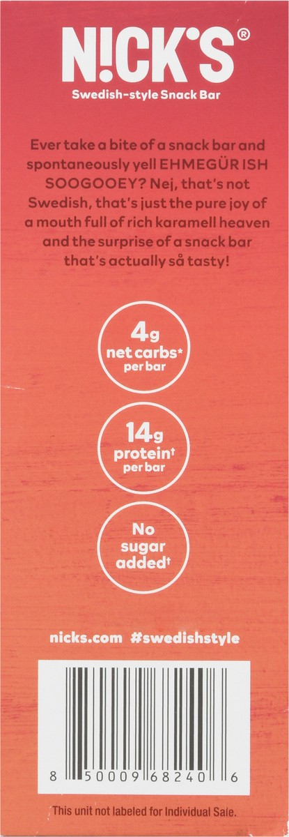 slide 6 of 17, Nick's Swedish-Style Karamell Choklad Protein Bar 4 - 1.76 oz Bars, 4 ct