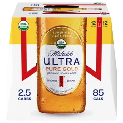 Michelob Ultra Organic Pure Gold American Lager Beer 12 Pack, 12 fl oz Bottles