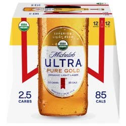 Michelob Ultra Organic Pure Gold American Lager Beer 12 Pack, 12 fl oz Bottles