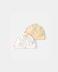 Carters Baby 2-Pack Constellation PurelySoft Caps - Yellow/Cream Yellow/Ivory 0-3M